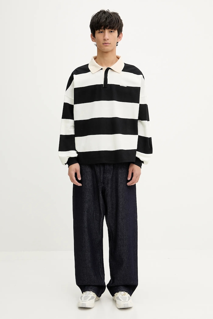 RHUDE longsleeve din bumbac Striped Pique RHSS25PO03012 bej