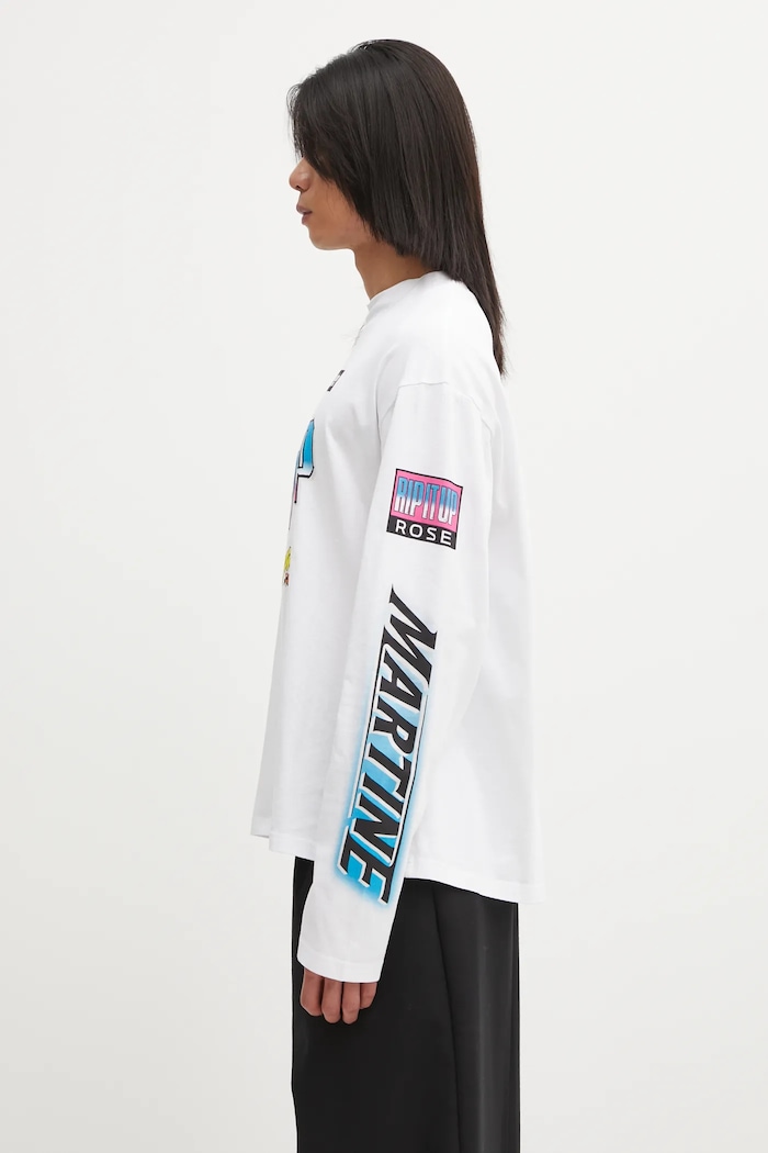 Martine Rose longsleeve din bumbac Funnel Neck 658JS03000N alb SS25