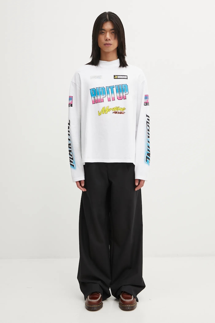 Martine Rose longsleeve din bumbac Funnel Neck 658JS03000N alb