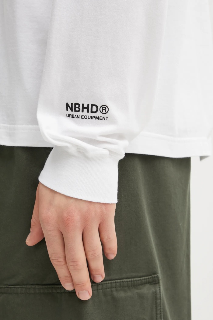 Βαμβακερή μπλούζα με μακριά μανίκια NEIGHBORHOOD Nh . Tee Ls-8 242PCNH.LT08 λευκό
