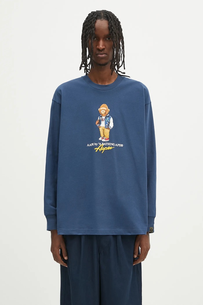 AAPE cotton longsleeve top Theme Aaper Long regular navy AAPLTM1610XXO