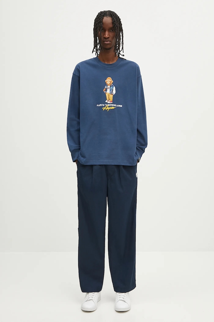 AAPE cotton longsleeve top Theme Aaper Long AAPLTM1610XXO navy