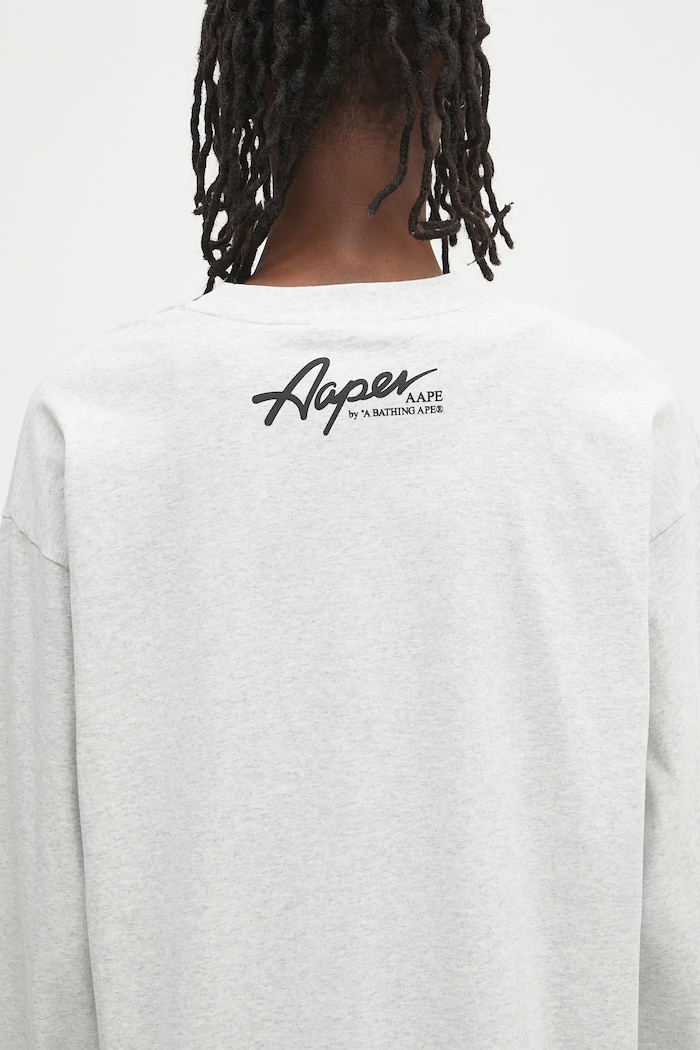 Бавовняний лонгслів AAPE Theme Aaper Long сірий AAPLTM1610XAO