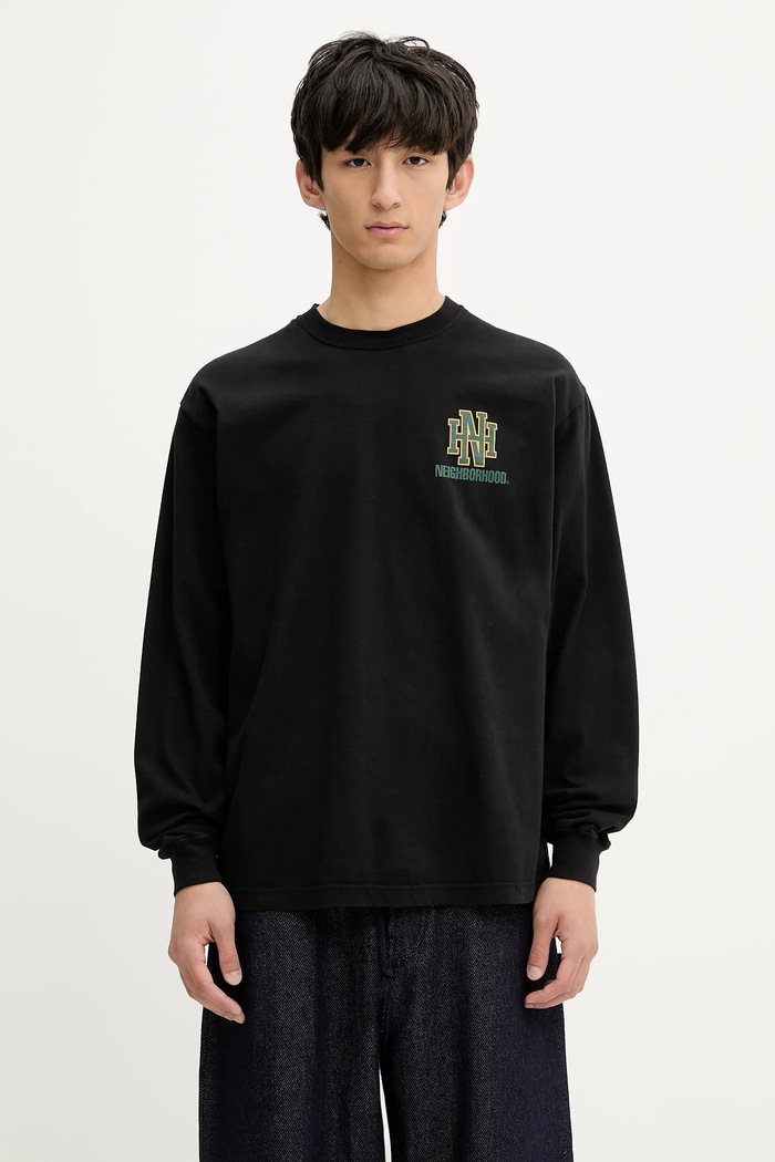 NEIGHBORHOOD cotton longsleeve top Nh . Tee Ls-8 cotton black 251PCNH.LT08