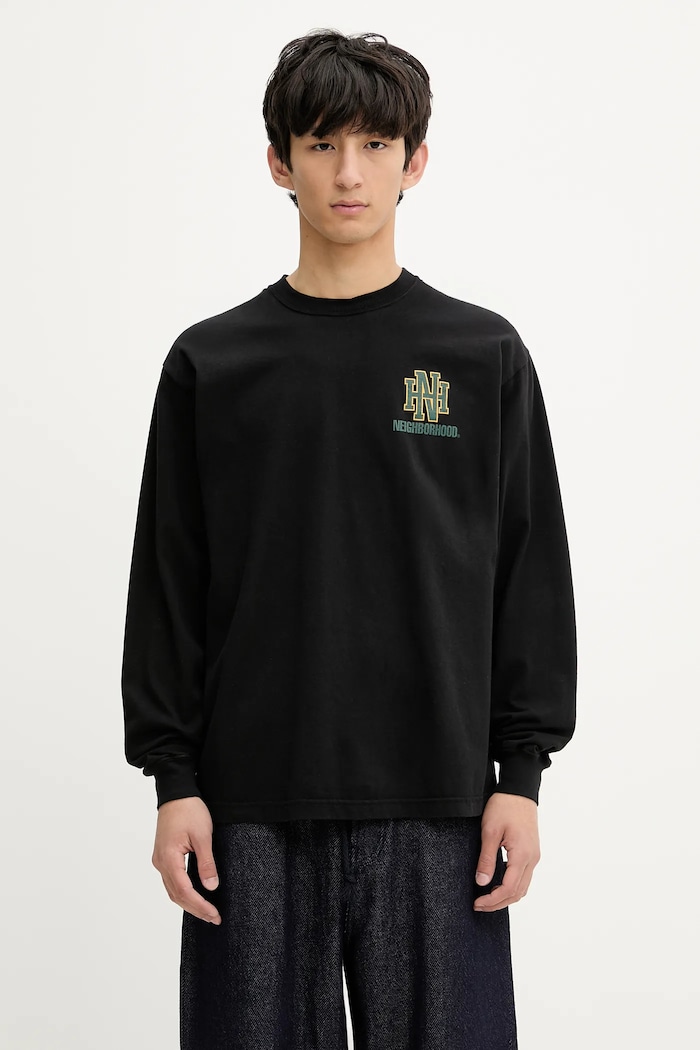 NEIGHBORHOOD cotton longsleeve top Nh . Tee Ls-8 cotton black 251PCNH.LT08