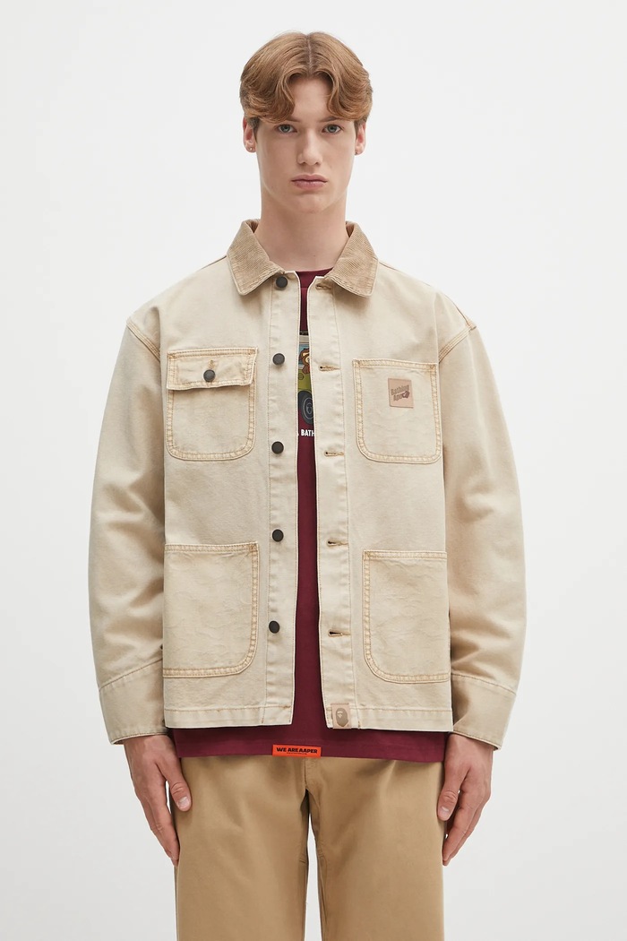 Bavlněná bunda A Bathing Ape nezateplené béžová 1L30140308