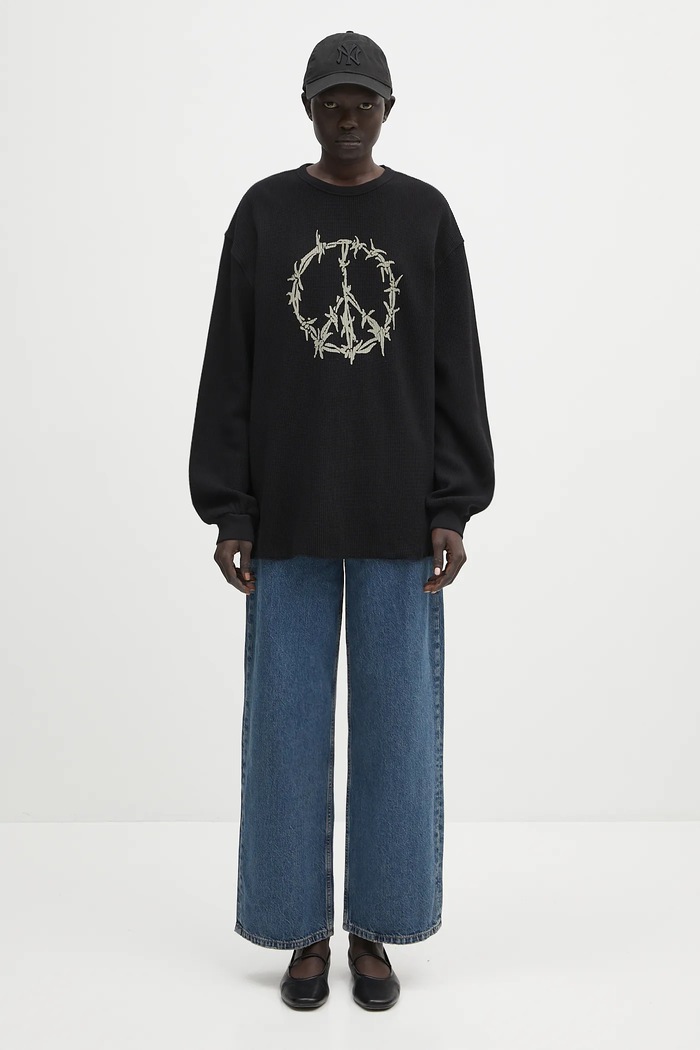 Bavlněná mikina Aries Peace Press Gothic Waffle LS Tee AR6003903