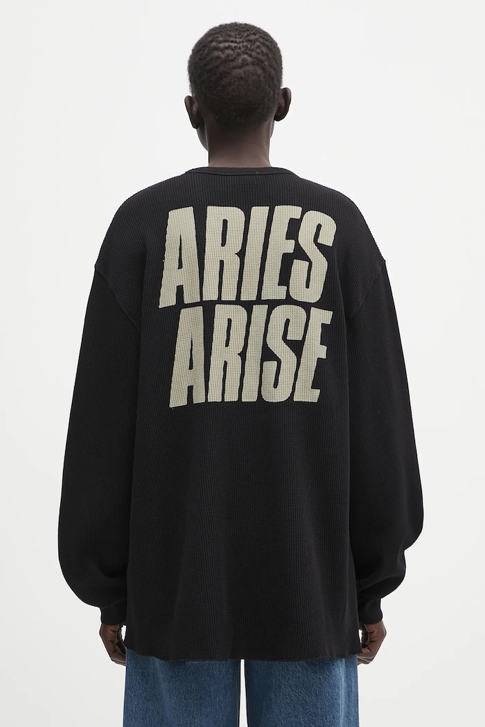 Bavlněná mikina Aries Peace Press Gothic Waffle LS Tee AR6003903