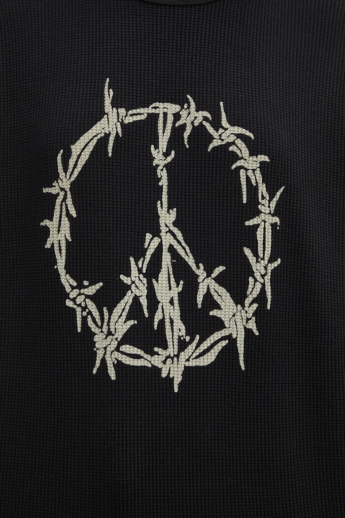 Bavlněná mikina Aries Peace Press Gothic Waffle LS Tee AR6003903