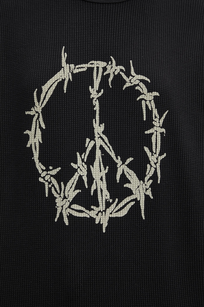 Bavlněná mikina Aries Peace Press Gothic Waffle LS Tee AR6003903