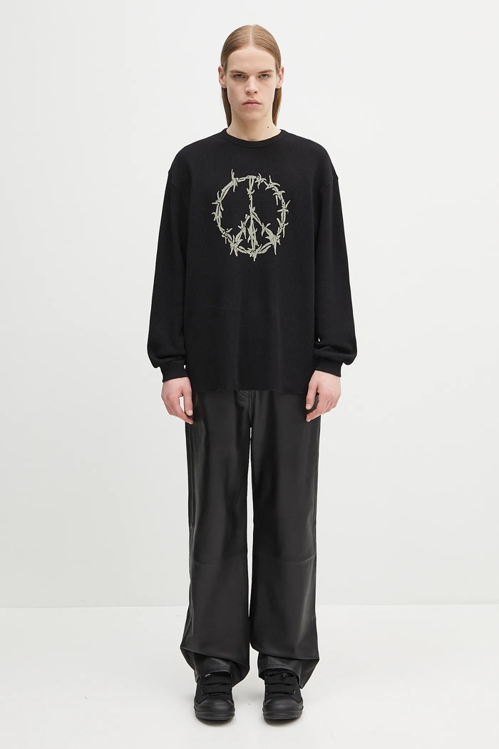 Aries felpa in cotone Peace Press Gothic Waffle LS Tee AR6003903