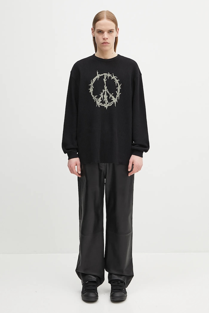 Aries felpa in cotone Peace Press Gothic Waffle LS Tee AR6003903