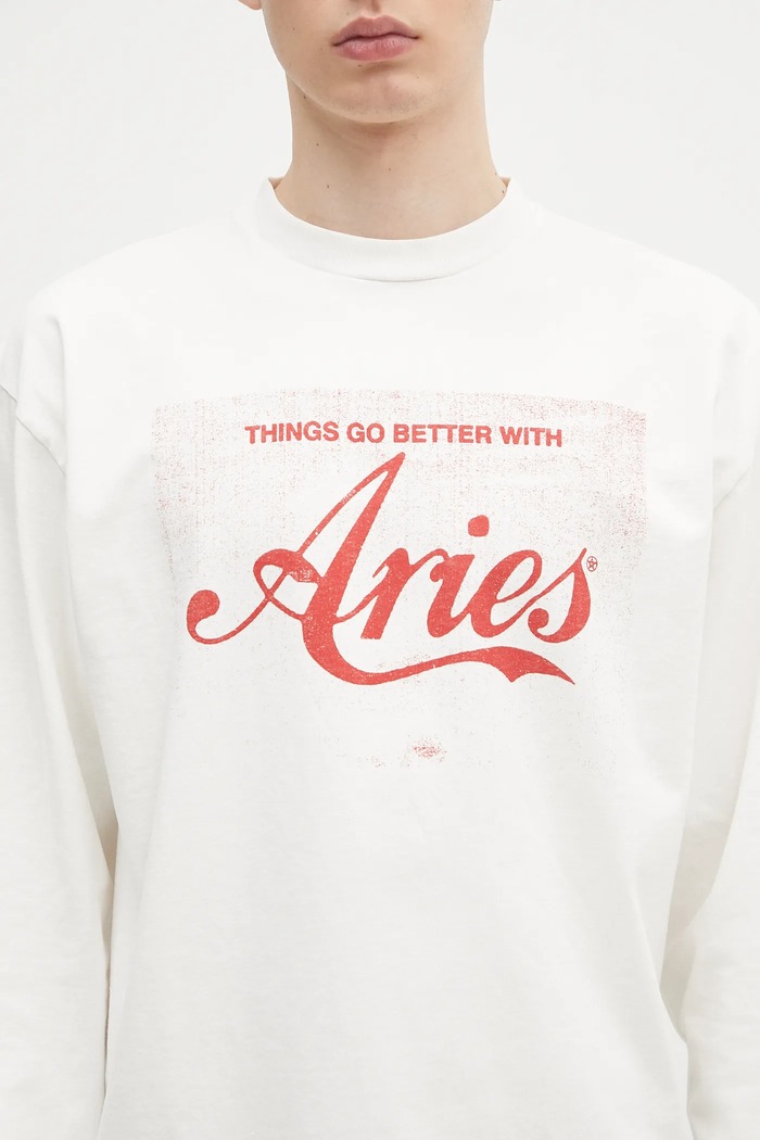 Bavlněné tričko s dlouhým rukávem Aries Faded Cola LS Tee bílá AR6265203