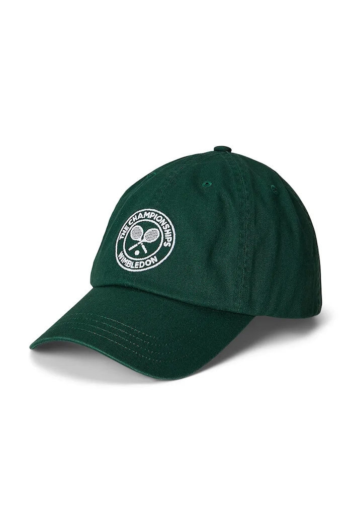 Polo Ralph Lauren czapka z daszkiem bawełniana dziecięca Wimbledon Collection aplikacja zielony 323970405001