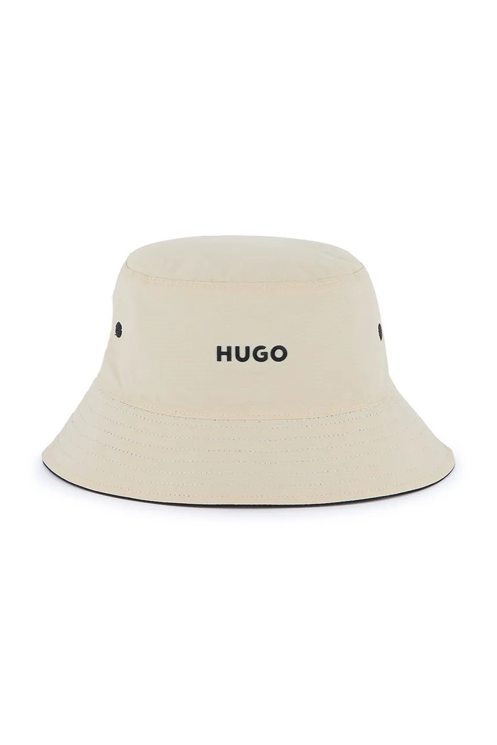 Pamučni dvostrani šešir za djecu HUGO G00309 crna