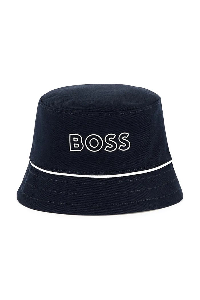 Αναστρέψιμο βαμβακερό παιδικό καπέλο BOSS βαμβάκι σκούρο μπλε J52239