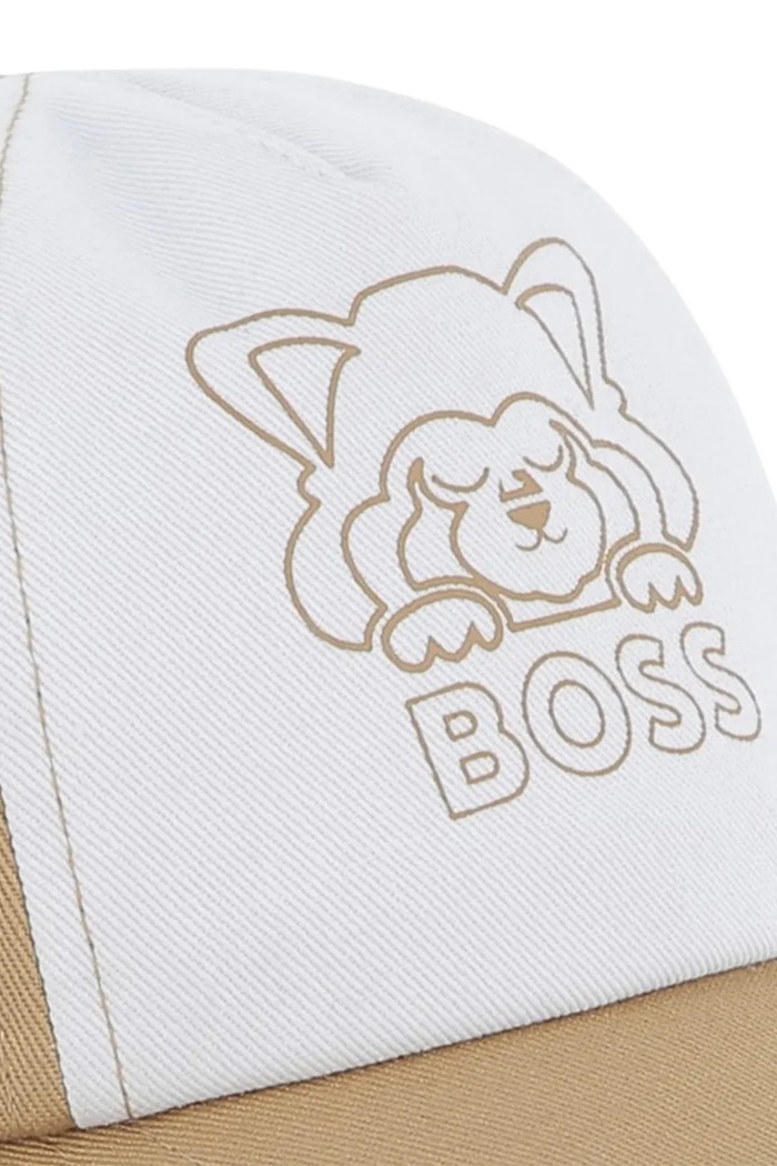 BOSS czapka z daszkiem bawełniana dziecięca J51676 beżowy SS25