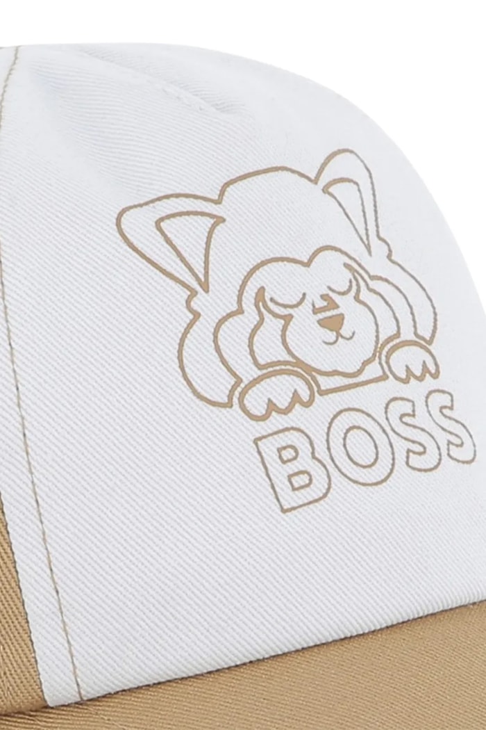 BOSS czapka z daszkiem bawełniana dziecięca J51676 beżowy SS25