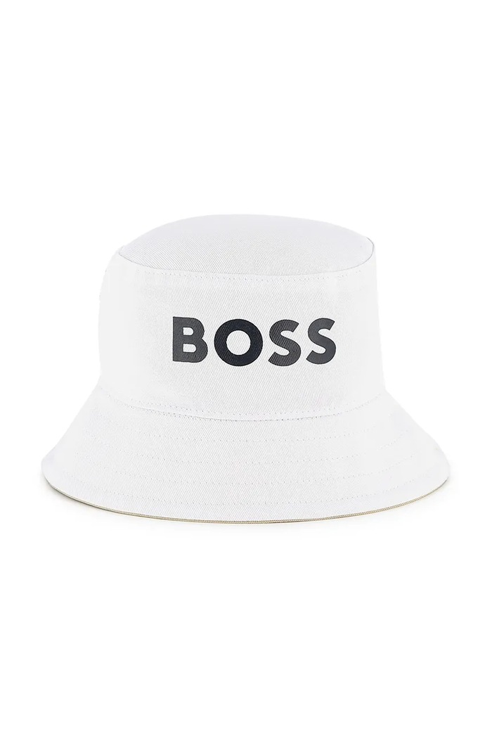 Детска памучна капела с две лица BOSS бежов J51698