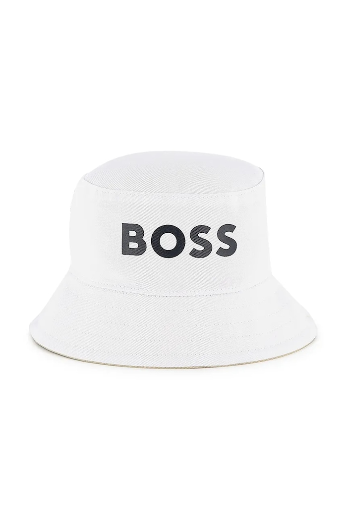Детска памучна капела с две лица BOSS бежов J51698
