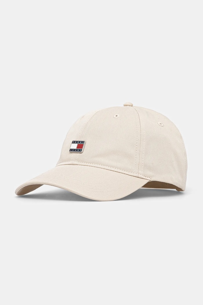 Bavlněná baseballová čepice Tommy Jeans bavlna béžová AW0AW16986