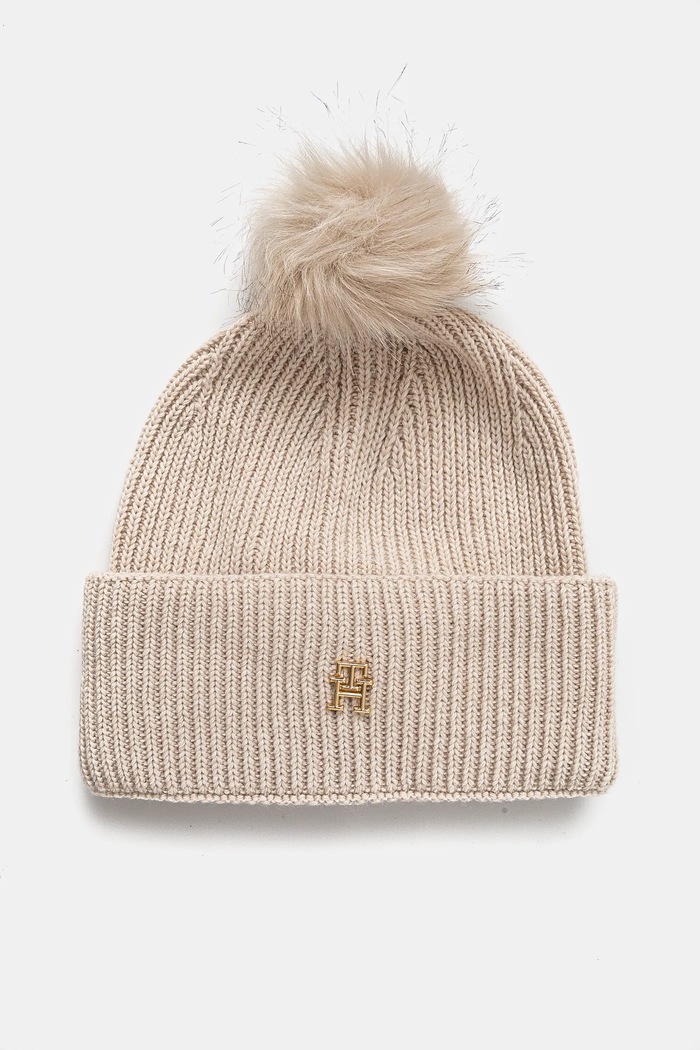 Kapa s dodatkom vune Tommy Hilfiger s dodatkom vune bež AW0AW16848