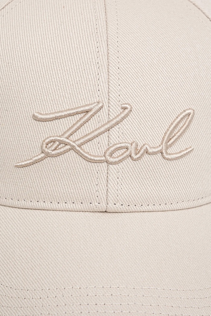 Karl Lagerfeld kapa s šiltom ženska bombažna K/SIGNATURE A1W33069 bež AA00