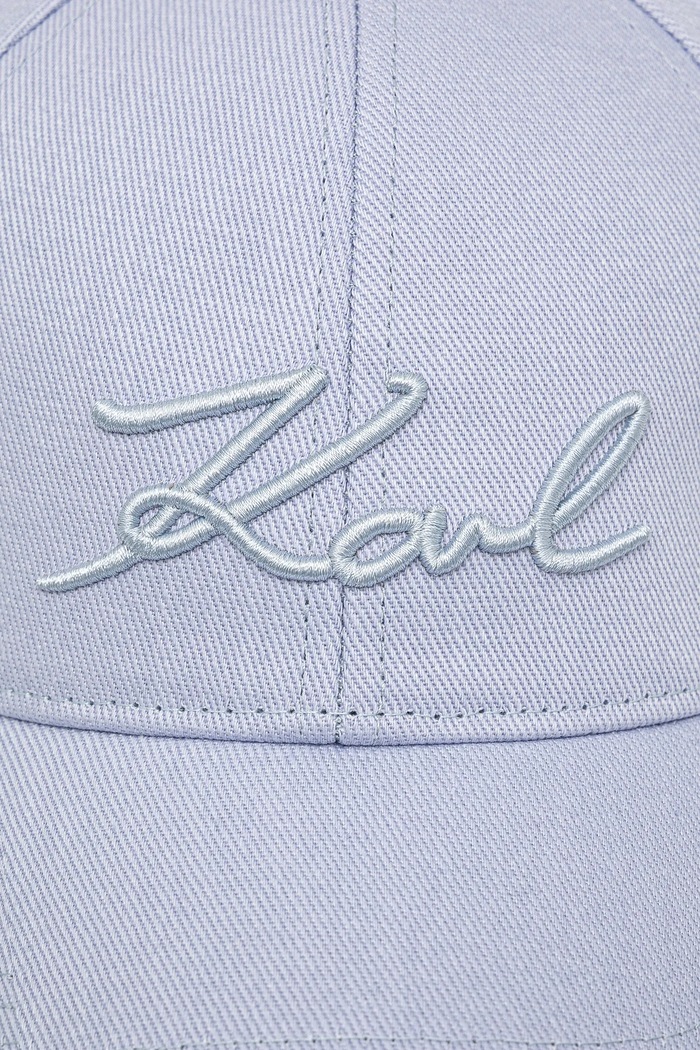 Karl Lagerfeld kapa s šiltom ženska bombažna K/SIGNATURE A1W33069 modra AA00