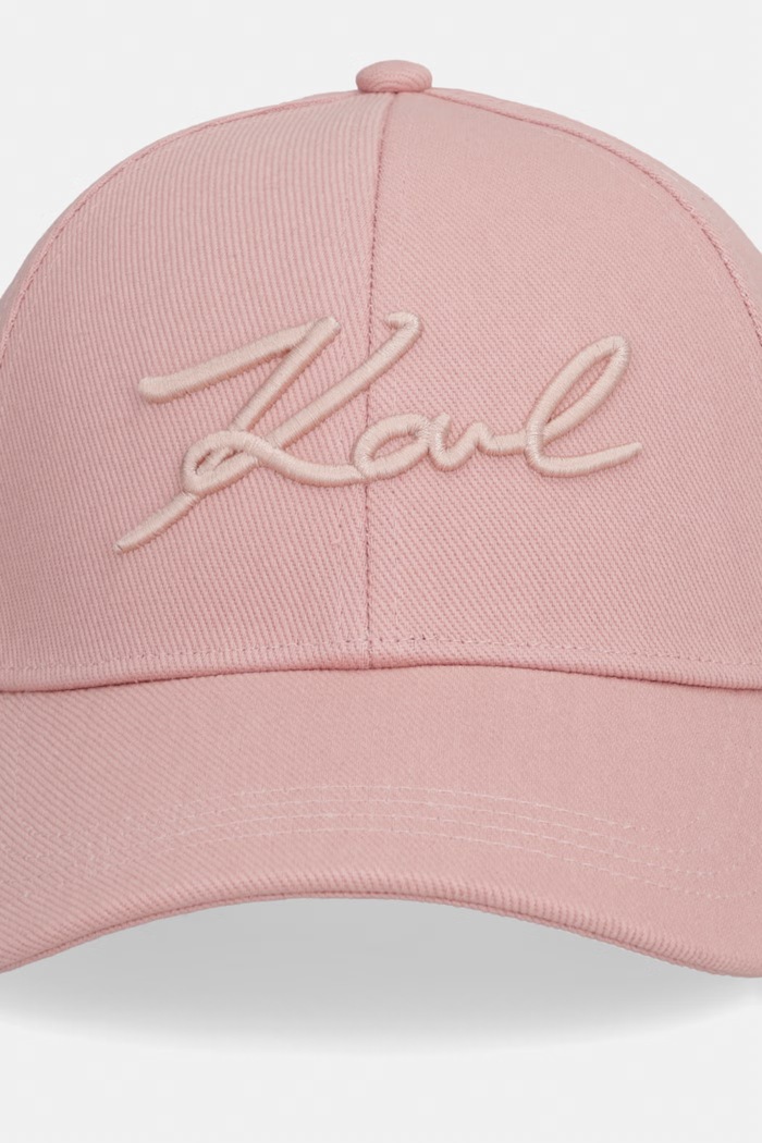 Karl Lagerfeld kapa s šiltom ženska bombažna K/SIGNATURE A1W33069 roza AA00