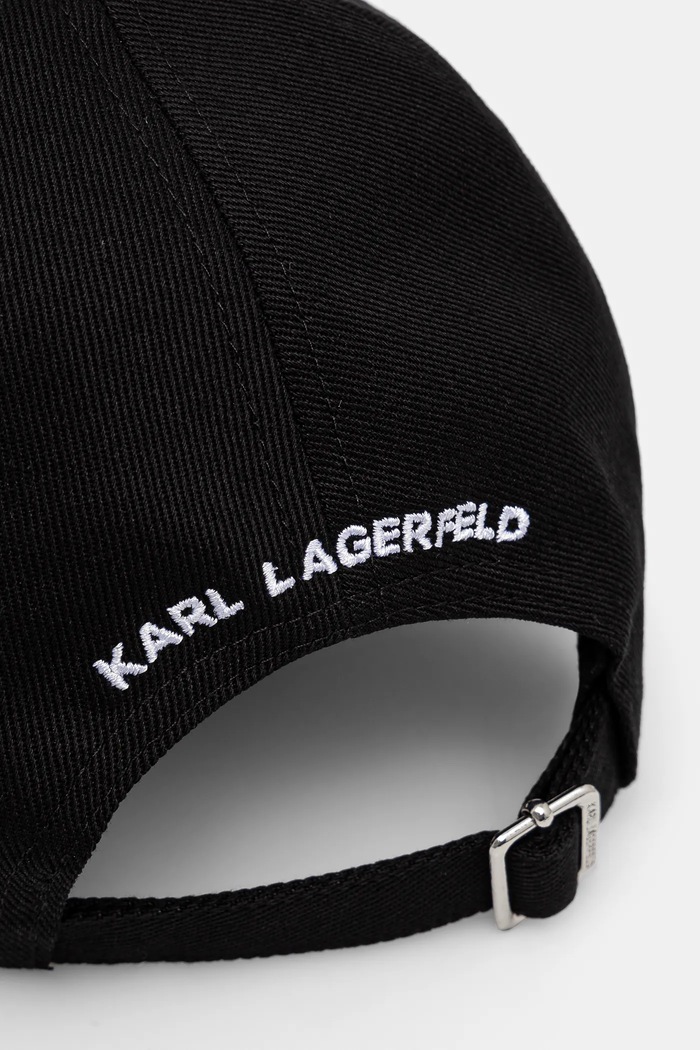 Dodatki Karl Lagerfeld kapa s šiltom ženska bombažna K/SIGNATURE A1W33069 črna