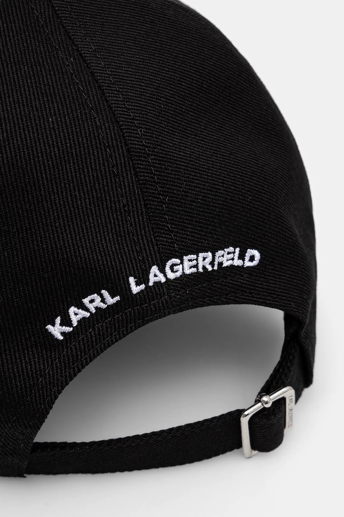 Dodatki Karl Lagerfeld kapa s šiltom ženska bombažna K/SIGNATURE A1W33069 črna