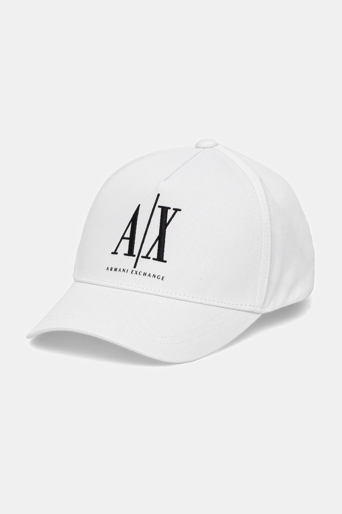 Armani Exchange czapka z daszkiem bawełniana nadruk biały XW001179.AF14711.NOS