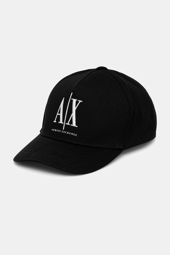 Armani Exchange czapka z daszkiem bawełniana nadruk czarny XW001179.AF14711.NOS