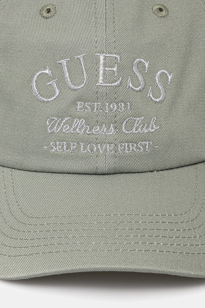 Bavlněná baseballová čepice Guess LUREX V5RZ03.WFKN0 zelená SS25