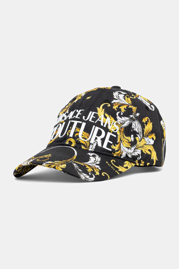 Versace Jeans Couture czapka z daszkiem bawełniana wzorzyste czarny 78HAZK10.ZG364