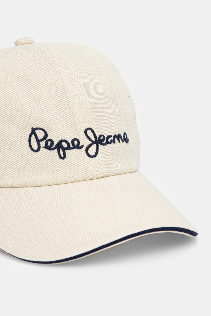 Pepe Jeans Șapcă de baseball din bumbac WEI CAP PL040364 bej SS25
