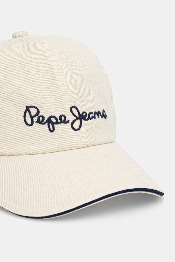Pepe Jeans Șapcă de baseball din bumbac WEI CAP PL040364 bej SS25