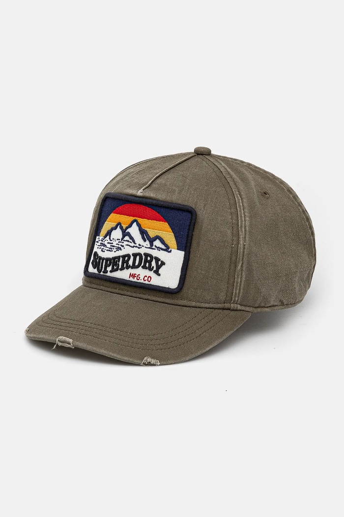 Pamučna kapa sa šiltom Superdry natpis zelena W9010177A.6JE