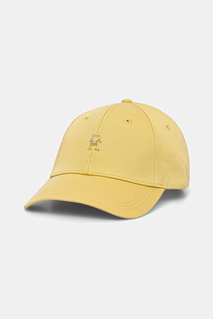 Tommy Hilfiger czapka z daszkiem bawełniana aplikacja żółty AW0AW17128