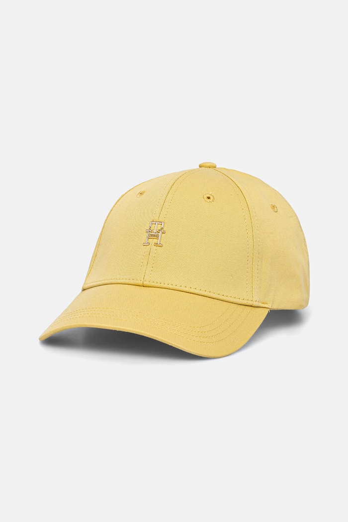 Tommy Hilfiger czapka z daszkiem bawełniana aplikacja żółty AW0AW17128
