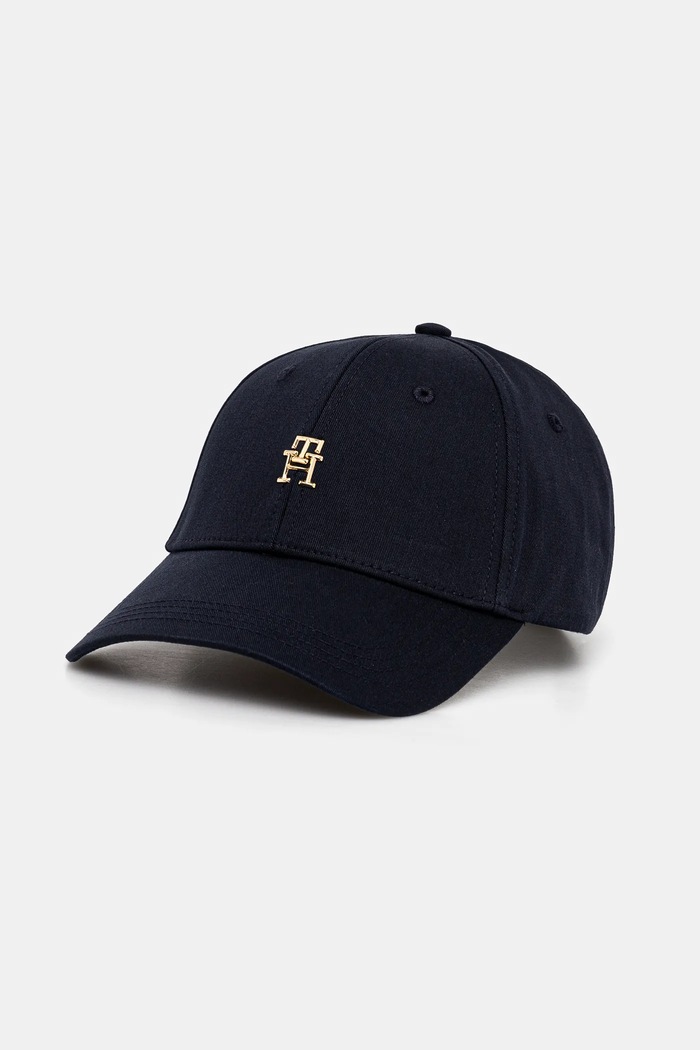 Tommy Hilfiger czapka z daszkiem bawełniana aplikacja granatowy AW0AW17128