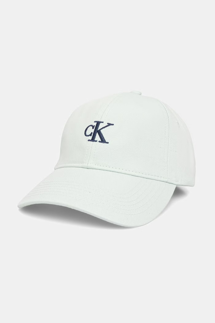 Calvin Klein шапка с козирка дамска от памук зелен LV04K5024G