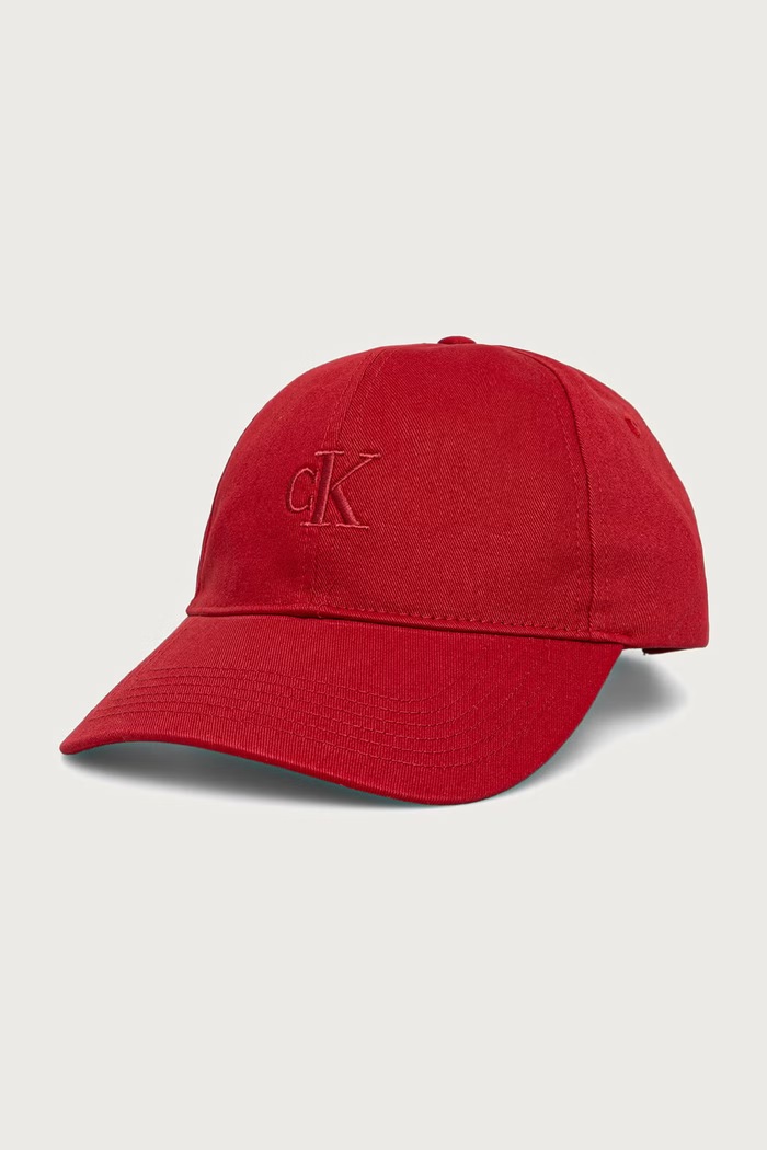 Calvin Klein Berretto con visiera da donna in cotone rosso LV04K5024G
