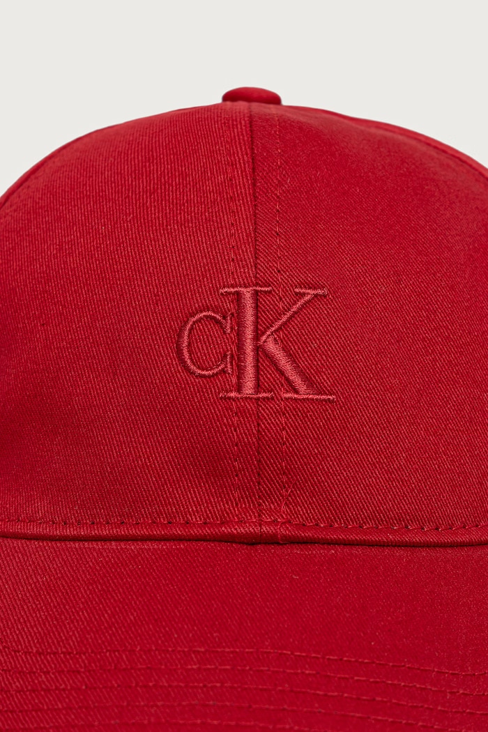 Calvin Klein Czapka z daszkiem damska bawełniana LV04K5024G czerwony SS26