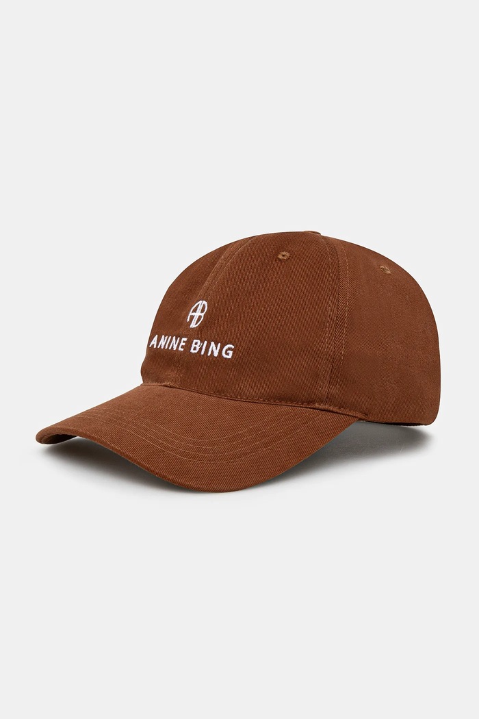 Bavlněná baseballová čepice Anine Bing Jeremy Baseball Cap hladký hnědá S.12.9084