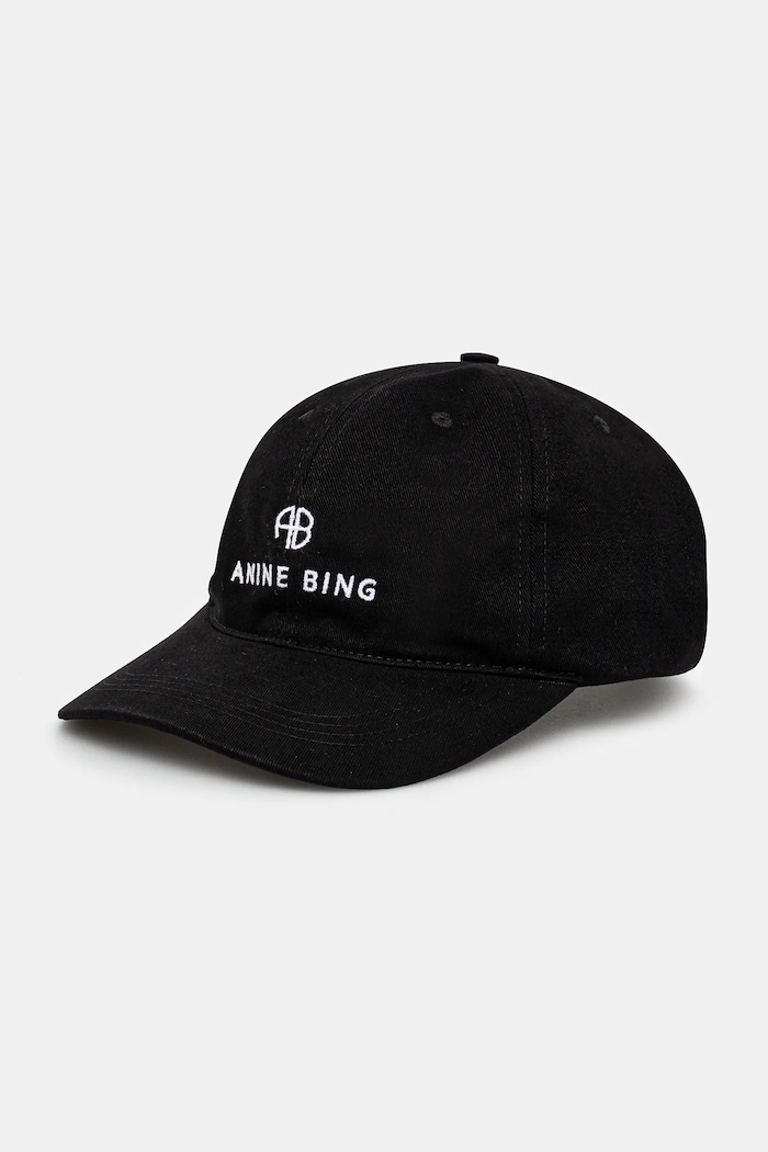 Bavlněná baseballová čepice Anine Bing Jeremy Baseball Cap hladký černá S.12.9084