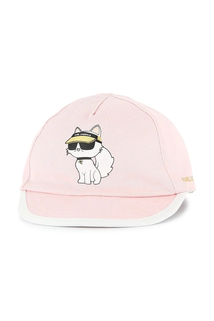 Karl Lagerfeld czapka z daszkiem bawełniana dziecięca różowy Z30572