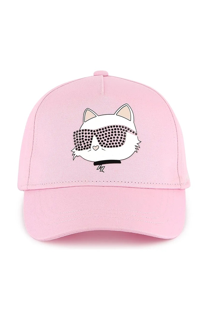Dziewczynka Karl Lagerfeld czapka z daszkiem bawełniana dziecięca Z30387 różowy