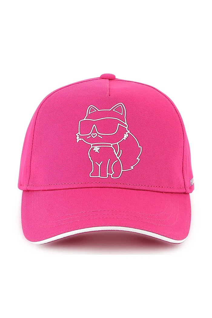 Karl Lagerfeld czapka z daszkiem bawełniana dziecięca aplikacja różowy Z30389