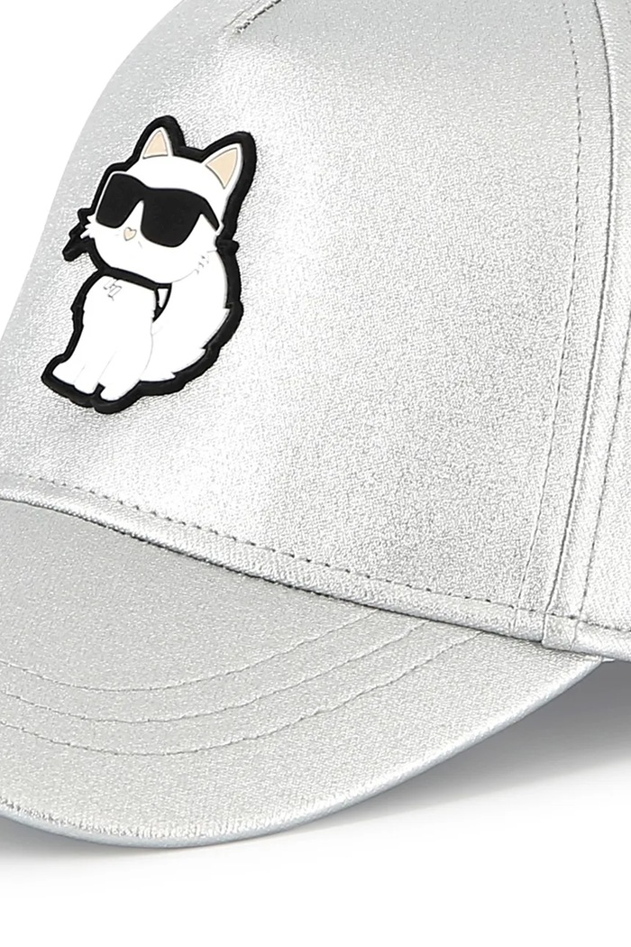 Karl Lagerfeld czapka z daszkiem bawełniana dziecięca srebrny Z30392